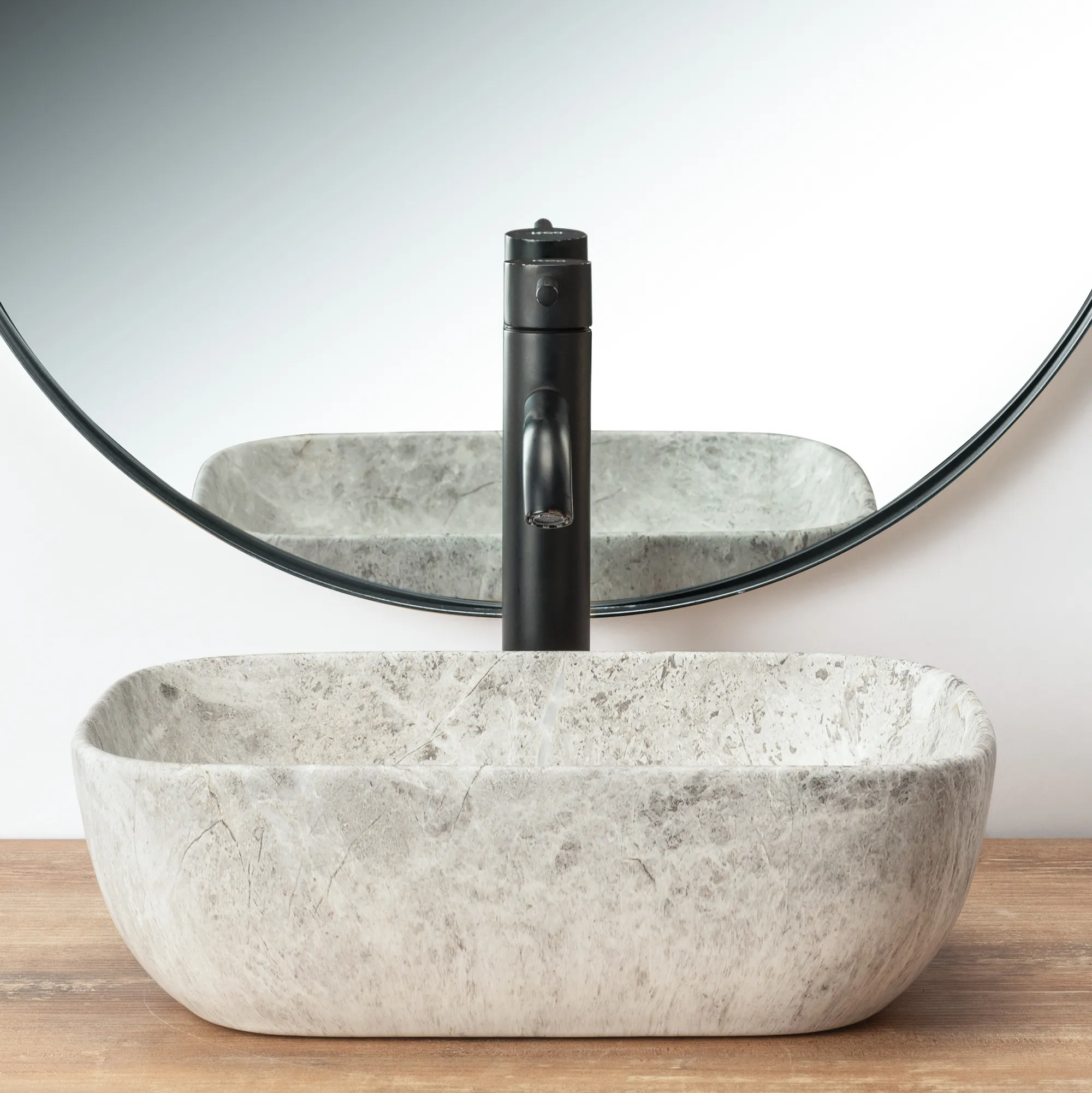 Lavoar pe blat formă dreptunghiulară lungime 36 cm culoare gri model Camelia Light Stone [4]