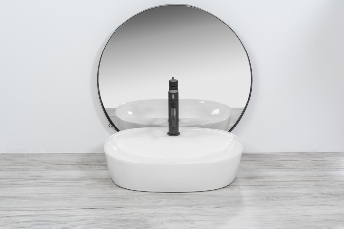 Lavoar baie pe blat formă semiovală lungime 50 cm culoare alb model Carina [4]