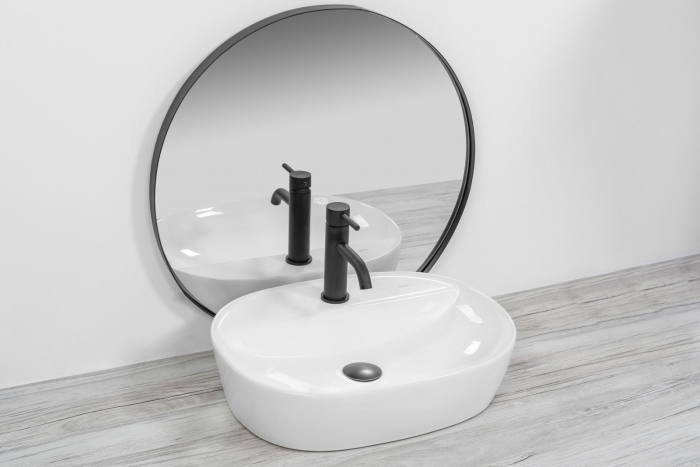 Lavoar baie pe blat formă semiovală lungime 50 cm culoare alb model Carina [2]
