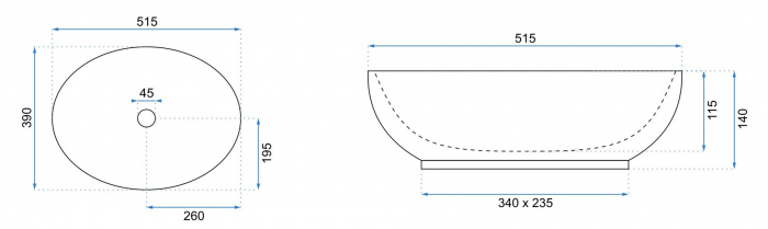 Lavoar pe blat formă ovală lungime 51 cm culoare crom model Carola Slim Silver [4]