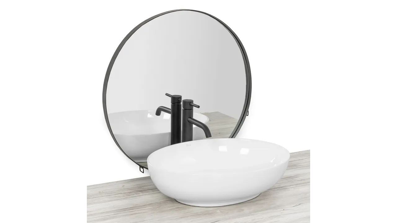 Lavoar baie pe blat formă ovală lungime 51 cm culoare alb model Carola Slim White [2]