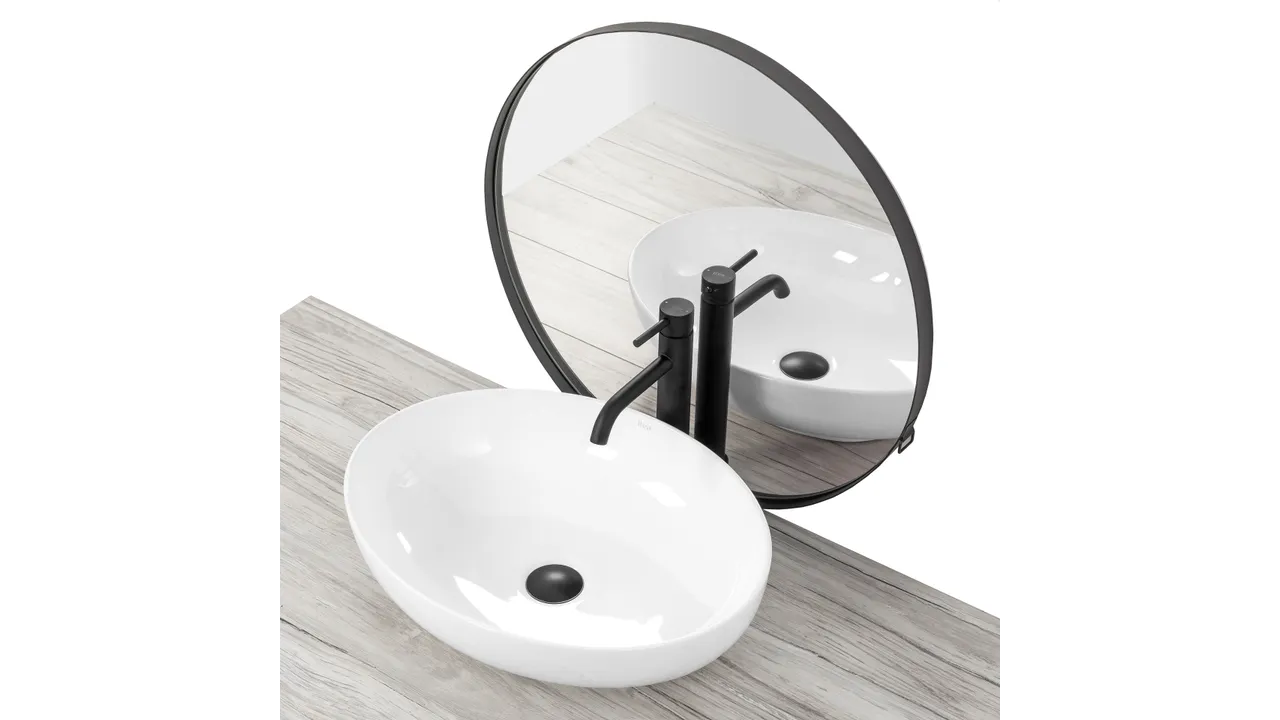 Lavoar baie pe blat formă ovală lungime 51 cm culoare alb model Carola Slim White [3]