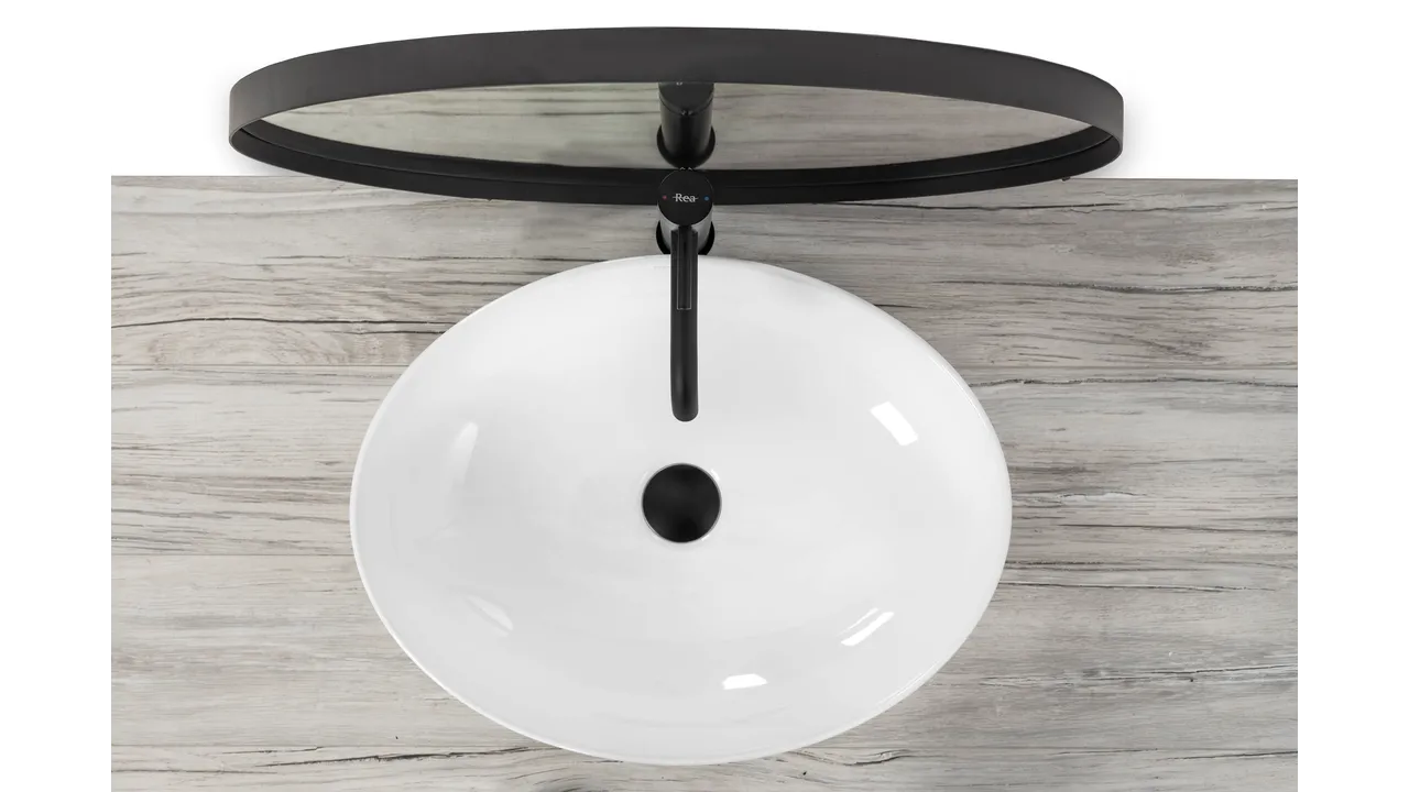 Lavoar baie pe blat formă ovală lungime 51 cm culoare alb model Carola Slim White [5]