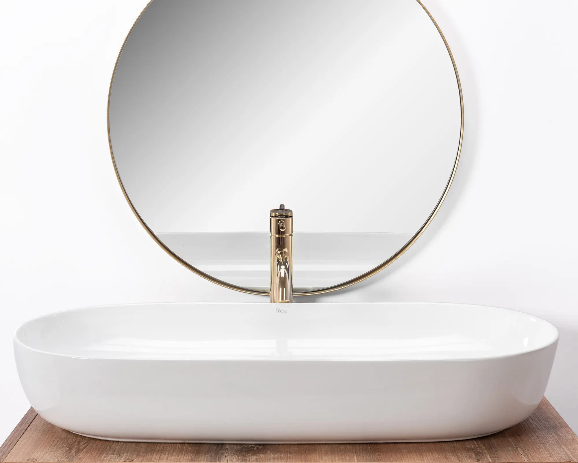 Lavoar pe blat formă semiovală lungime 81 cm culoare alb model Cleo White [4]