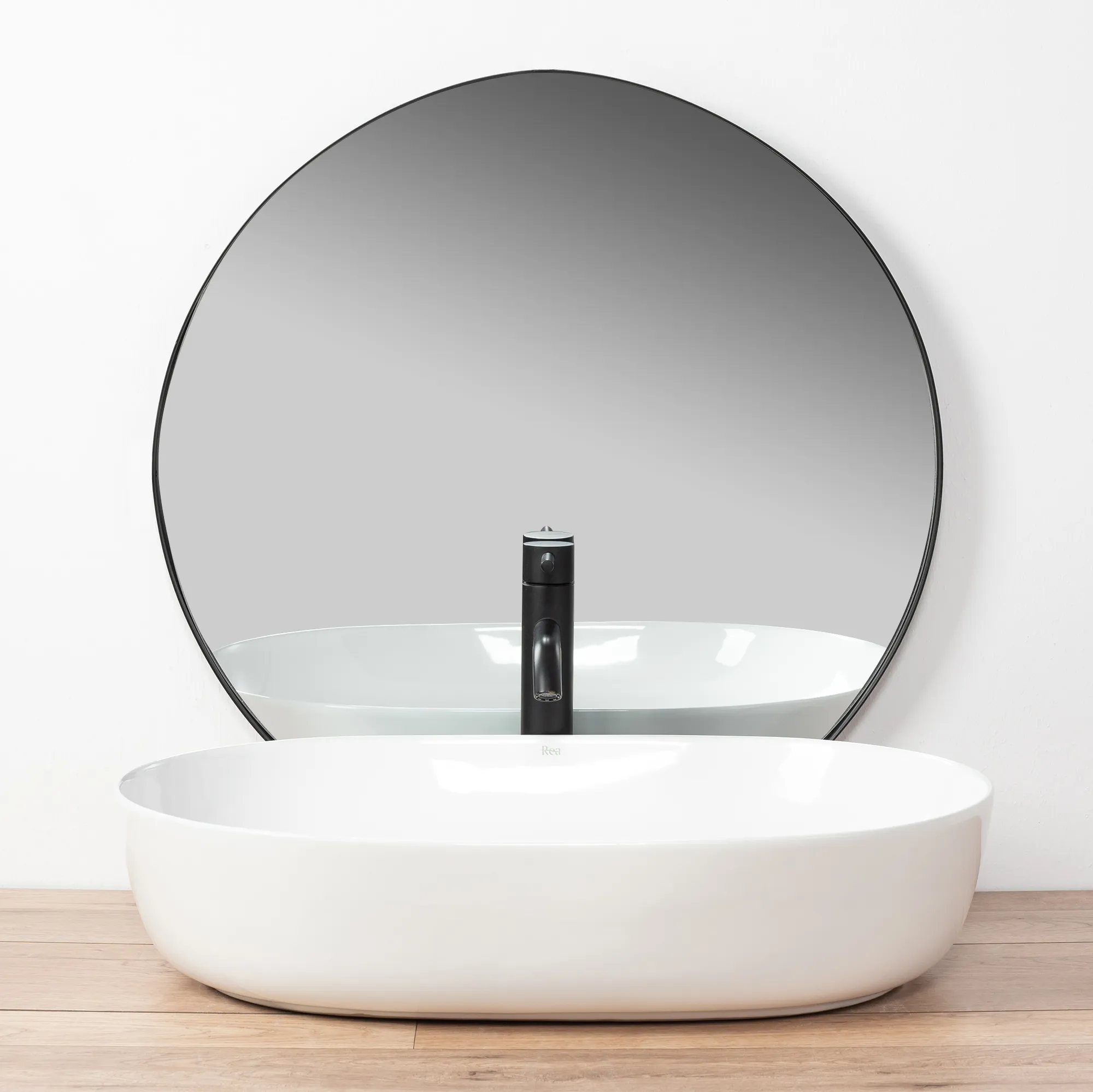 Lavoar baie pe blat formă semiovală lungime 60 cm culoare alb model Cleo White [5]