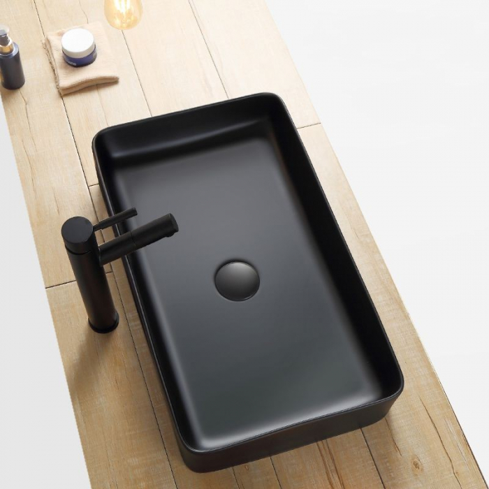 Lavoar pe blat formă dreptunghiulară lungime 61 cm culoare negru mat model Denis Black Mat [2]