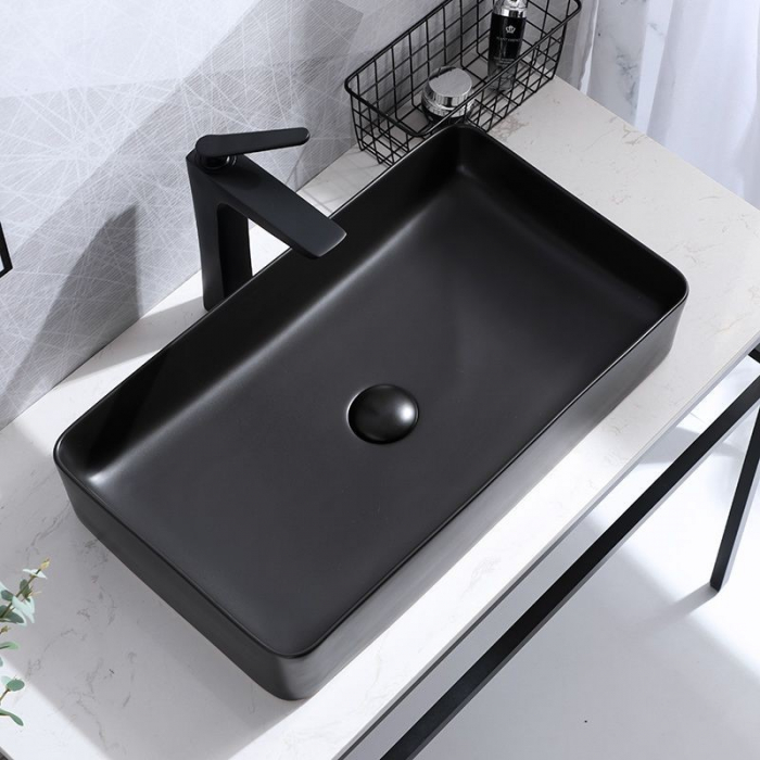 Lavoar pe blat formă dreptunghiulară lungime 61 cm culoare negru mat model Denis Black Mat [5]