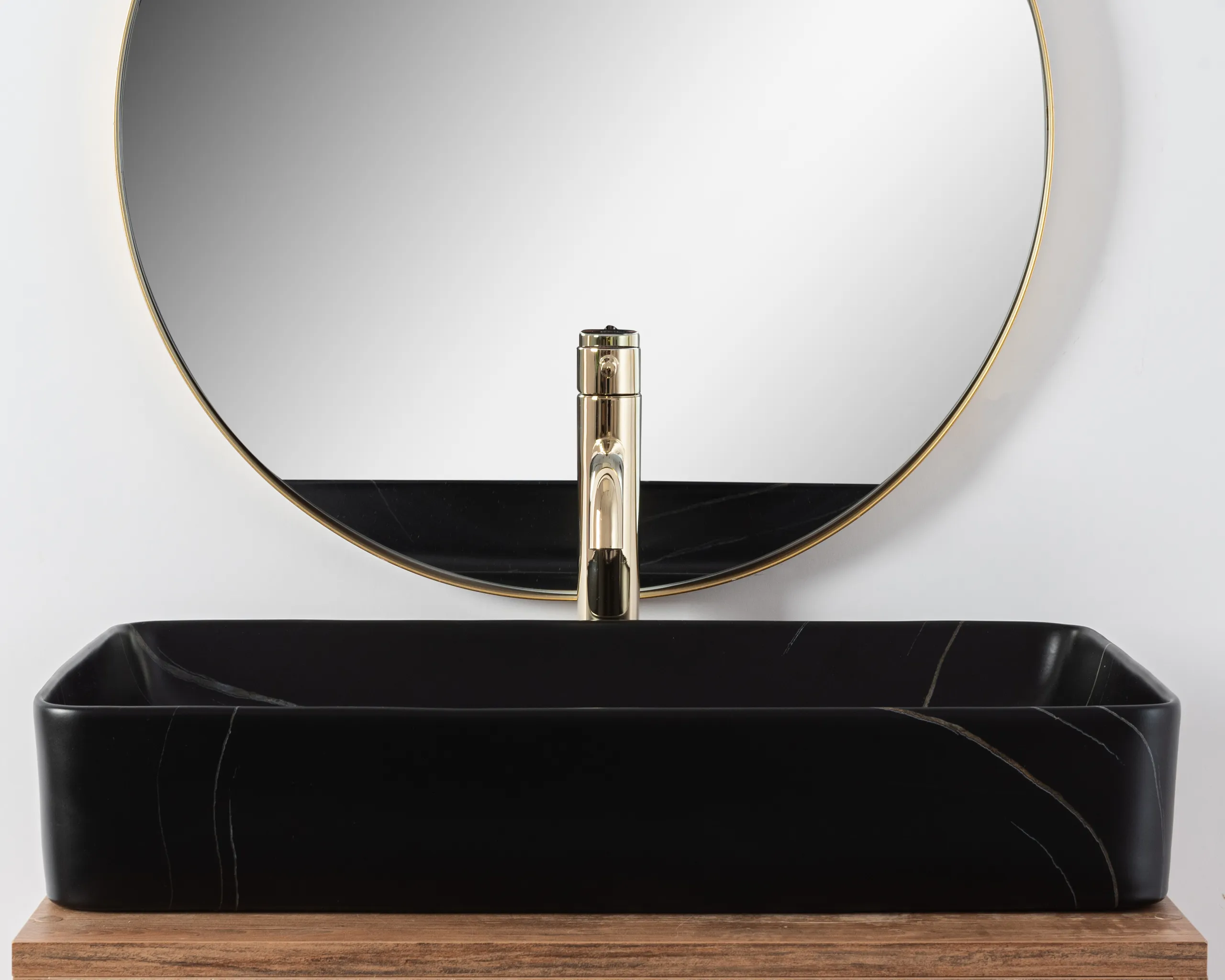 Lavoar pe blat formă dreptunghiulară lungime 61 cm culoare alb model Denis Black Stone Mat [3]