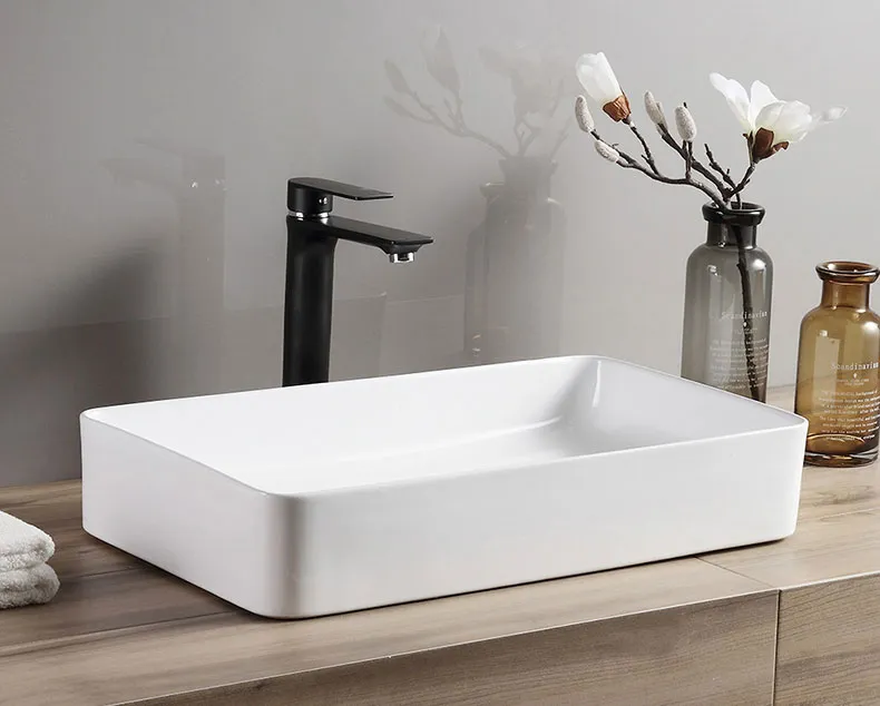 Lavoar pe blat formă dreptunghiulară lungime 61 cm culoare alb model Denis White [5]