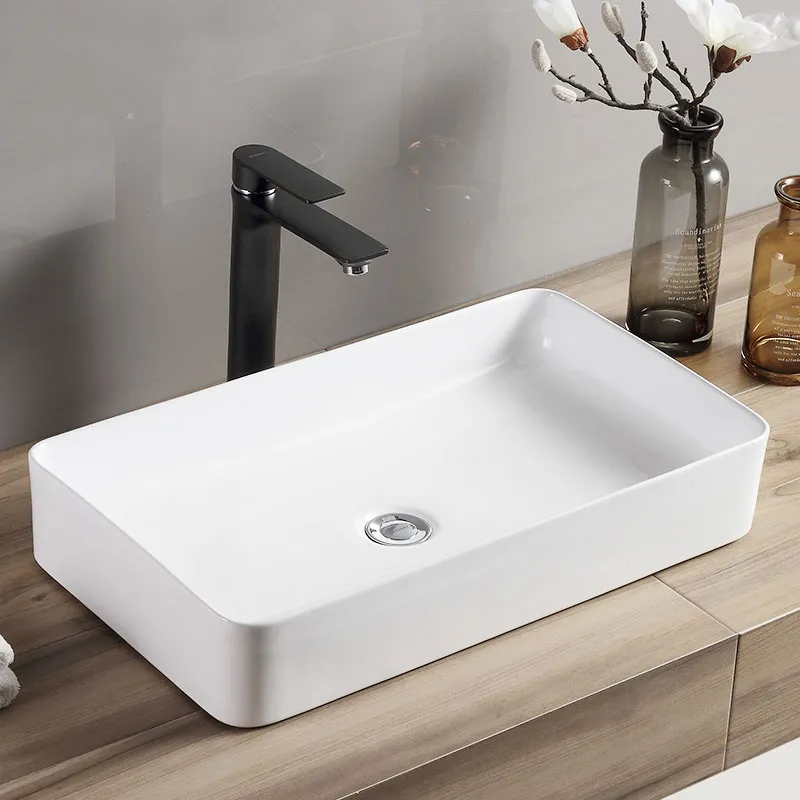 Lavoar pe blat formă dreptunghiulară lungime 61 cm culoare alb model Denis White [7]