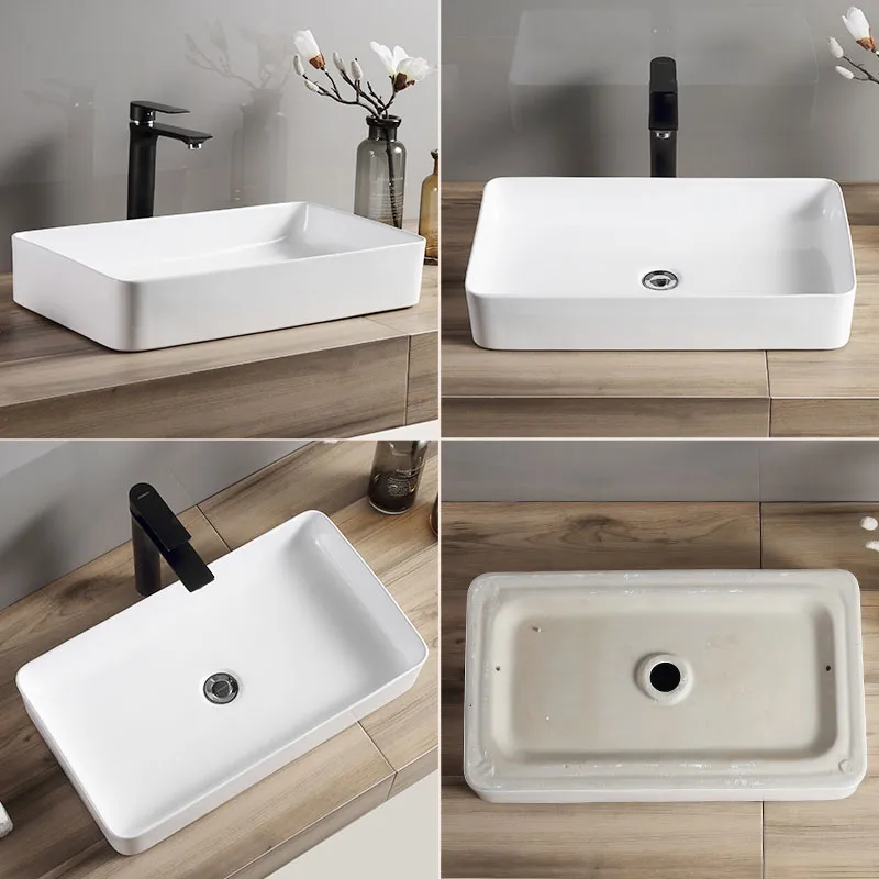Lavoar pe blat formă dreptunghiulară lungime 61 cm culoare alb model Denis White [10]