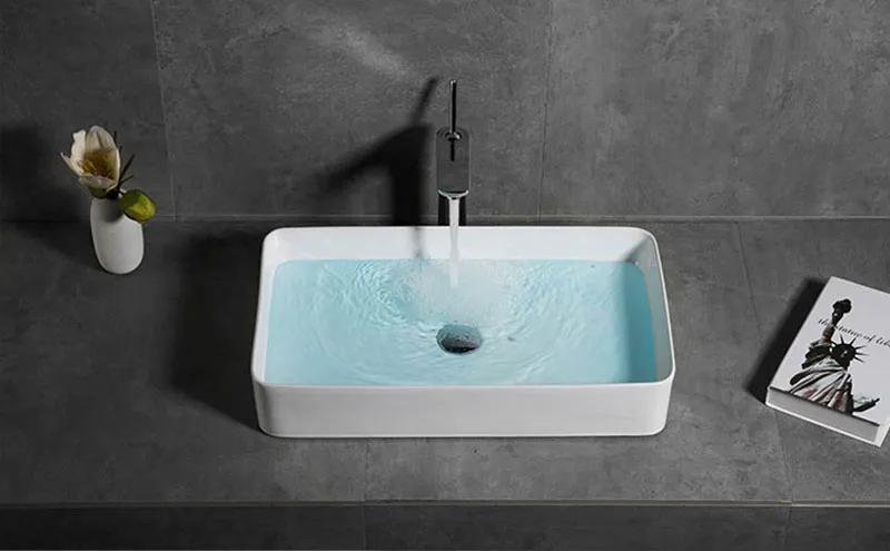 Lavoar pe blat formă dreptunghiulară lungime 61 cm culoare alb model Denis White [9]