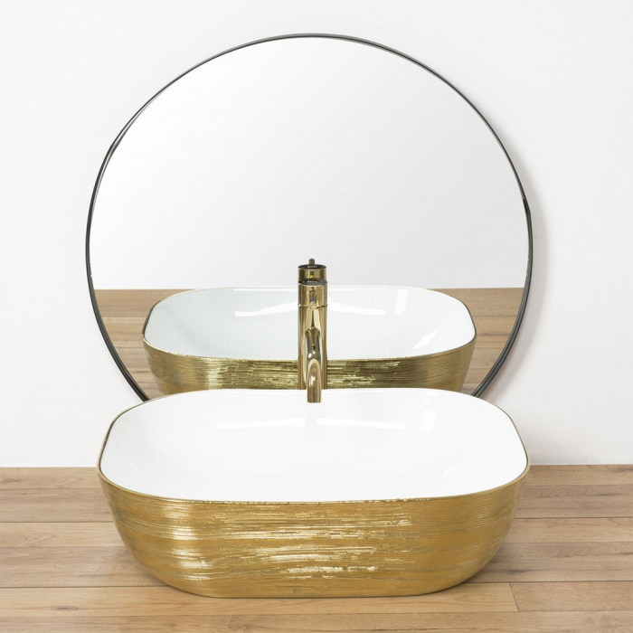 Lavoar pe blat formă dreptunghiulară lungime 51 cm culoare auriu model Floria [4]