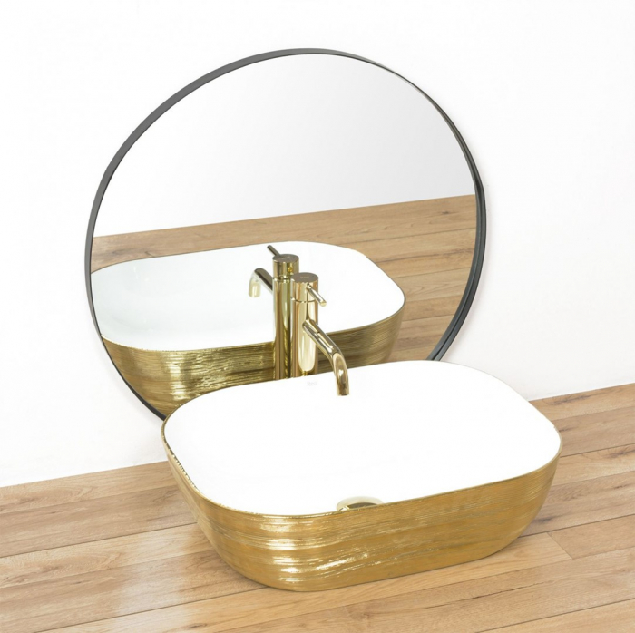 Lavoar pe blat formă dreptunghiulară lungime 51 cm culoare auriu model Floria [2]