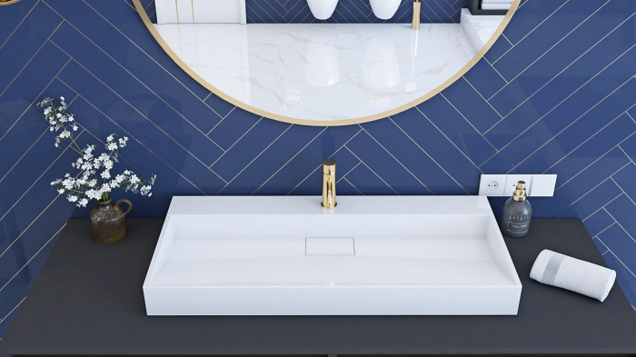 Lavoar pe blat formă dreptunghiulară lungime 100 cm culoare alb model Goya [6]