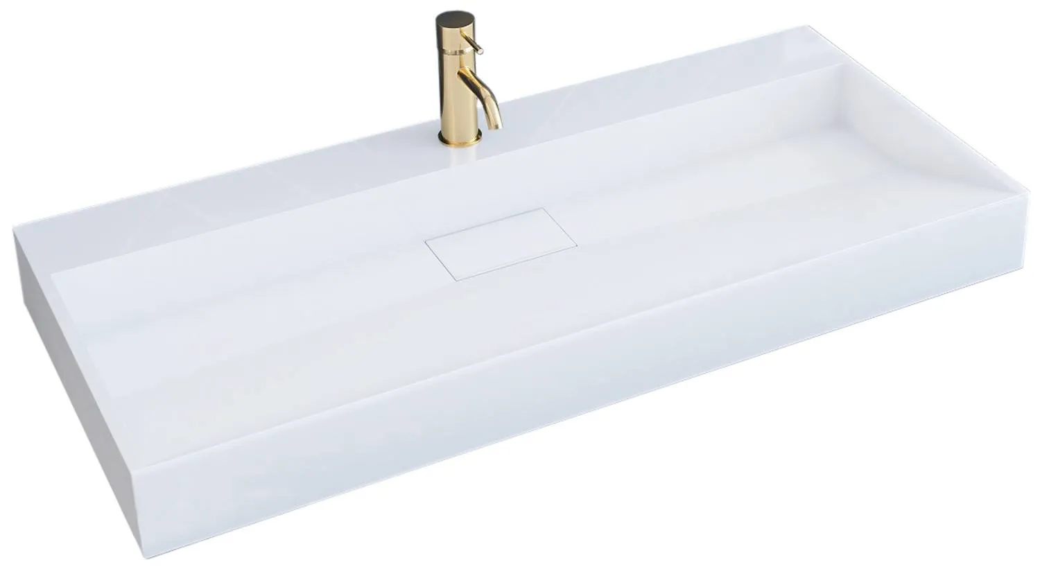 Lavoar pe blat formă dreptunghiulară lungime 100 cm culoare alb model Goya [1]