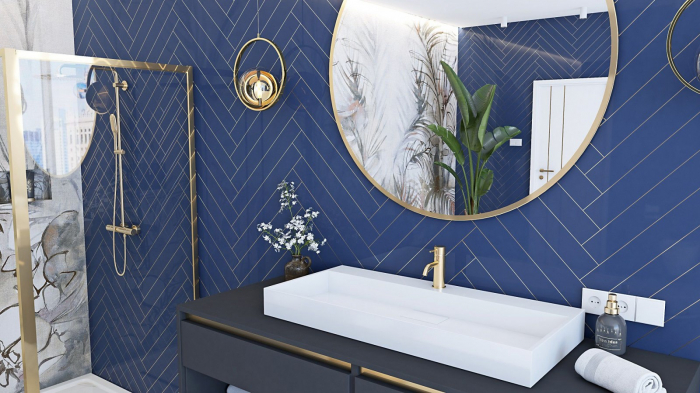 Lavoar pe blat formă dreptunghiulară lungime 100 cm culoare alb model Goya [3]