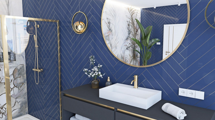 Lavoar baie pe blat formă dreptunghiulară lungime 60 cm culoare alb model Goya [2]