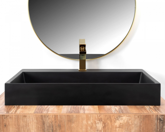 Lavoar baie pe blat formă dreptunghiulară lungime 100 cm culoare negru mat model Goya Black Mat [4]