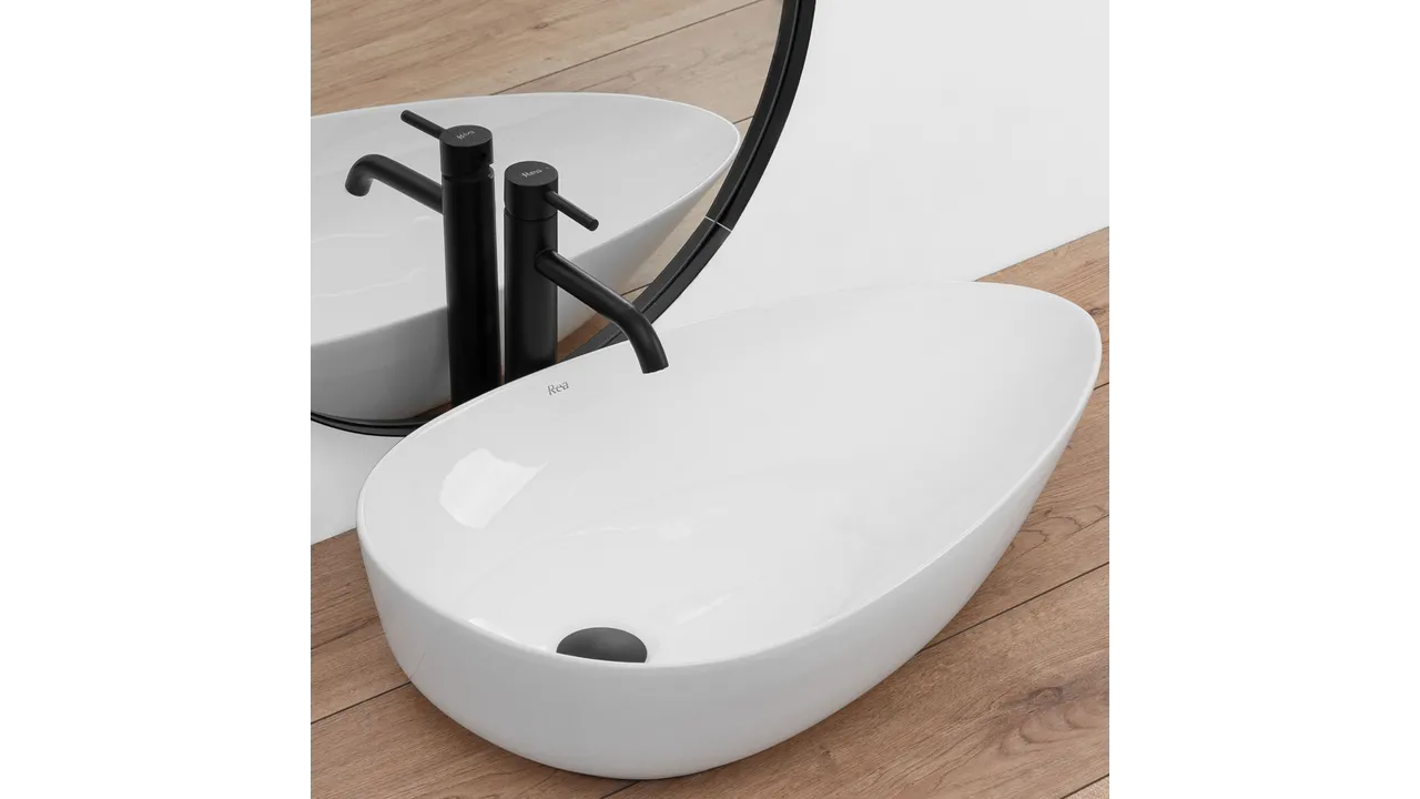 Lavoar pe blat formă semiovală lungime 65 cm culoare alb model Greta [2]