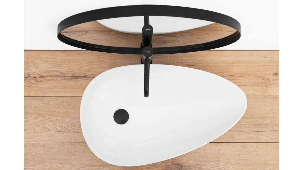 Lavoar pe blat formă semiovală lungime 65 cm culoare alb model Greta [4]