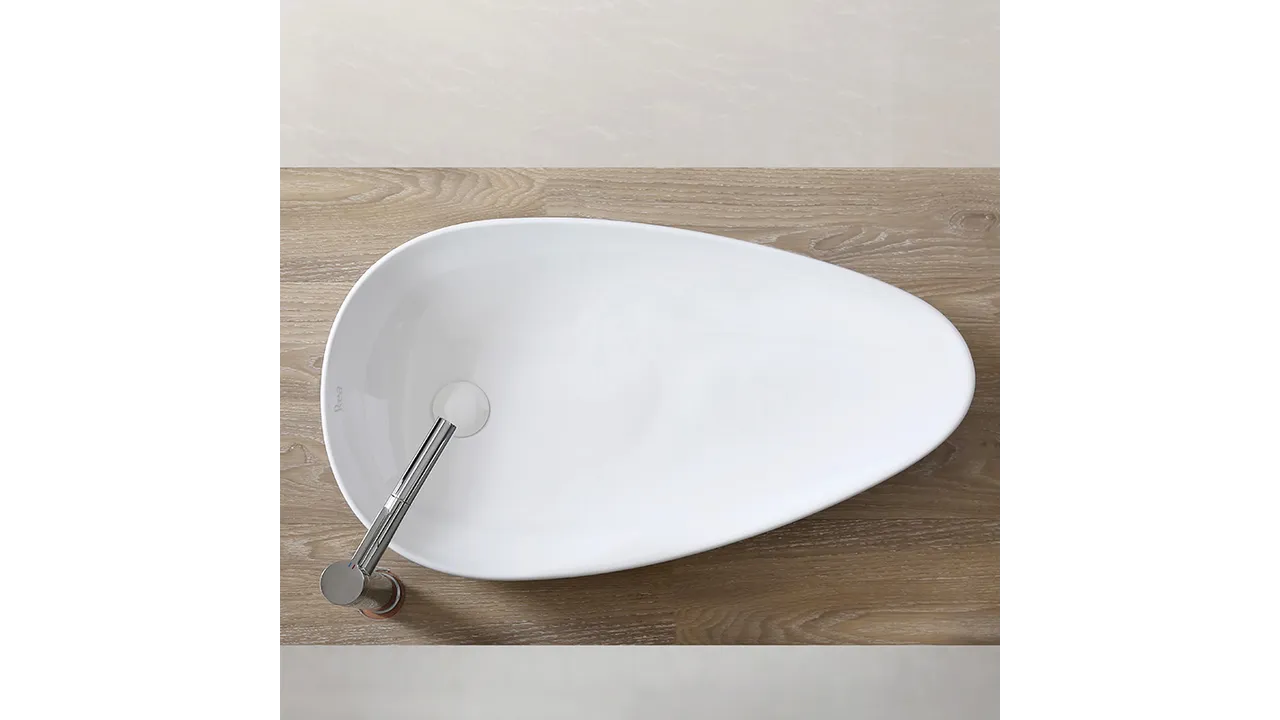 Lavoar baie pe blat formă semiovală lungime 77 cm culoare alb model Greta [4]