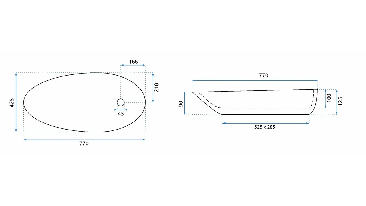 Lavoar baie pe blat formă semiovală lungime 77 cm culoare alb model Greta [8]