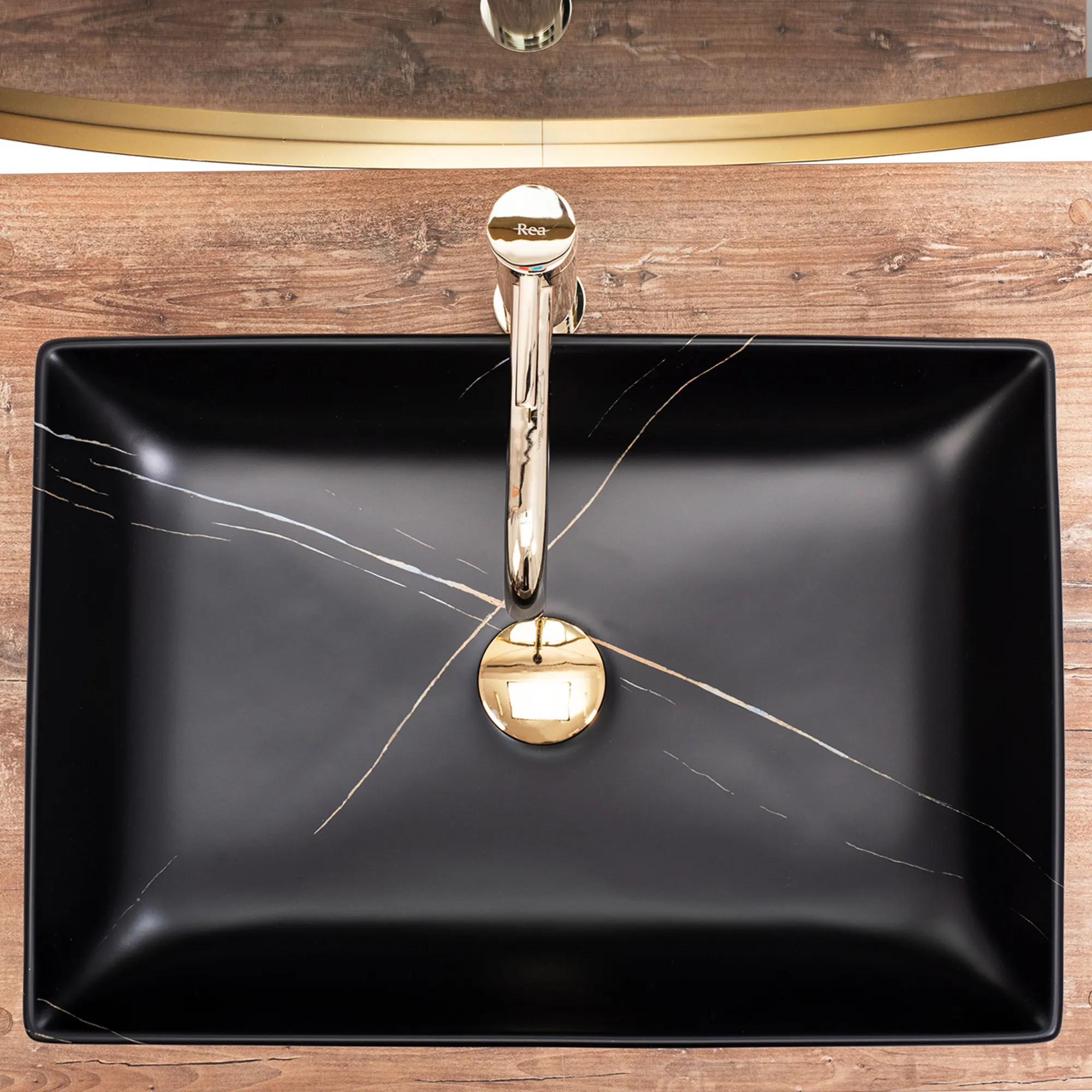 Lavoar pe blat formă dreptunghiulară lungime 51 cm culoare negru mat model Inga Black Marble Mat [8]