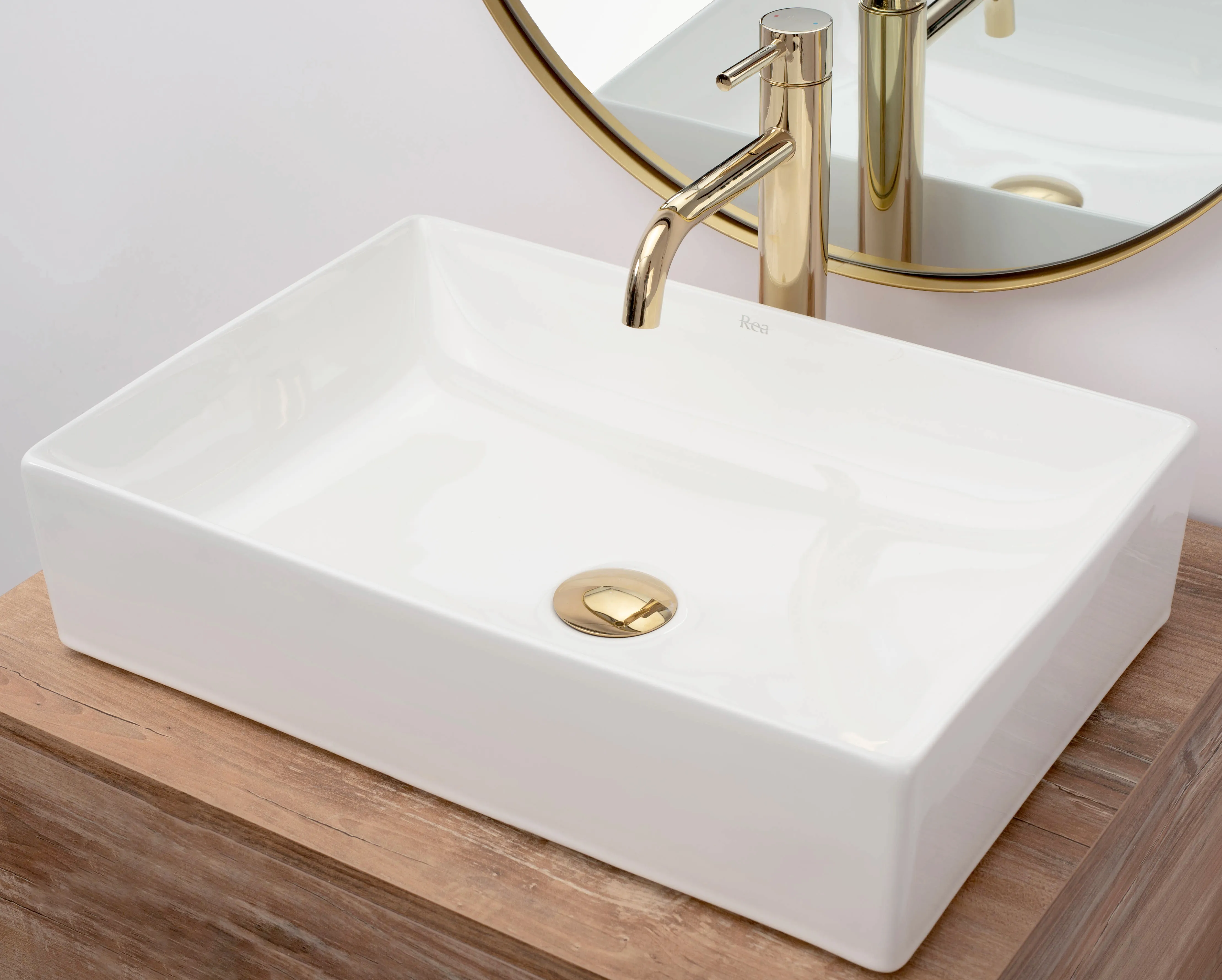 Lavoar baie pe blat formă dreptunghiulară lungime 51 cm culoare alb model Inga White [3]