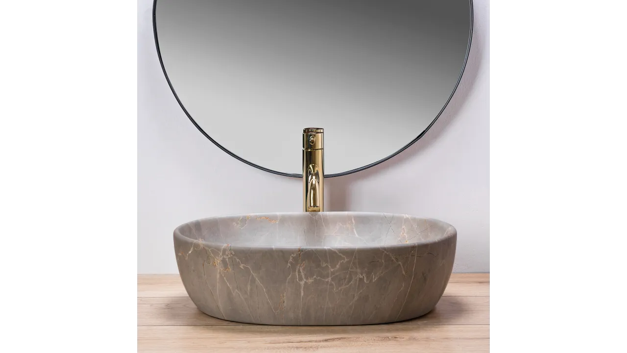 Lavoar pe blat formă semiovală lungime 48 cm culoare crem model Lara Beige [3]