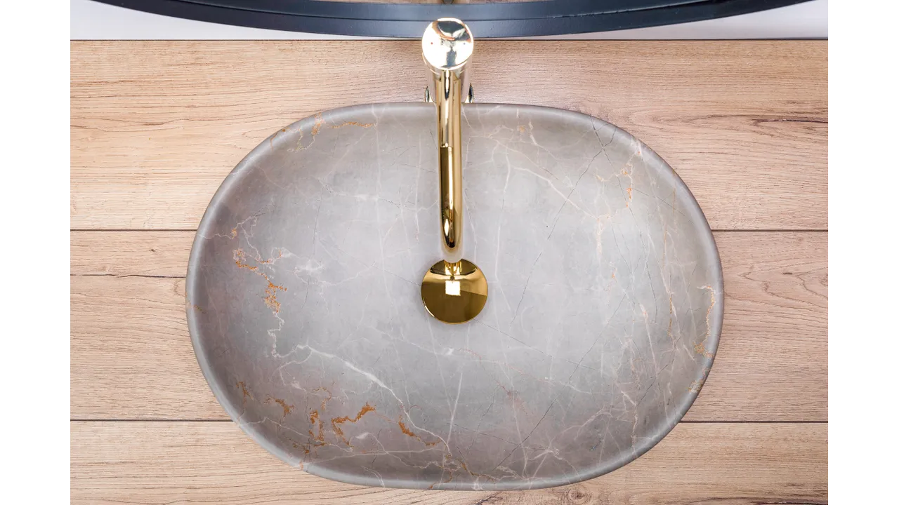 Lavoar pe blat formă semiovală lungime 48 cm culoare crem model Lara Beige [4]