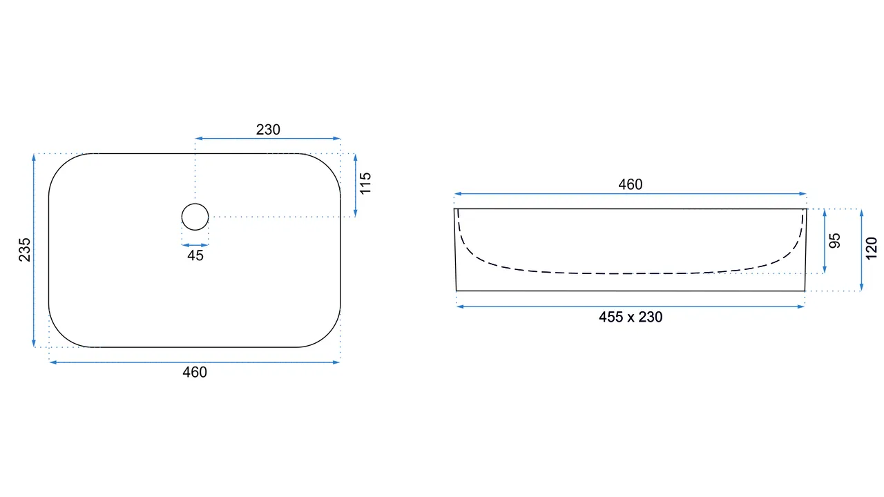 Lavoar baie pe blat formă dreptunghiulară lungime 46 cm culoare alb model Laura Slim [6]