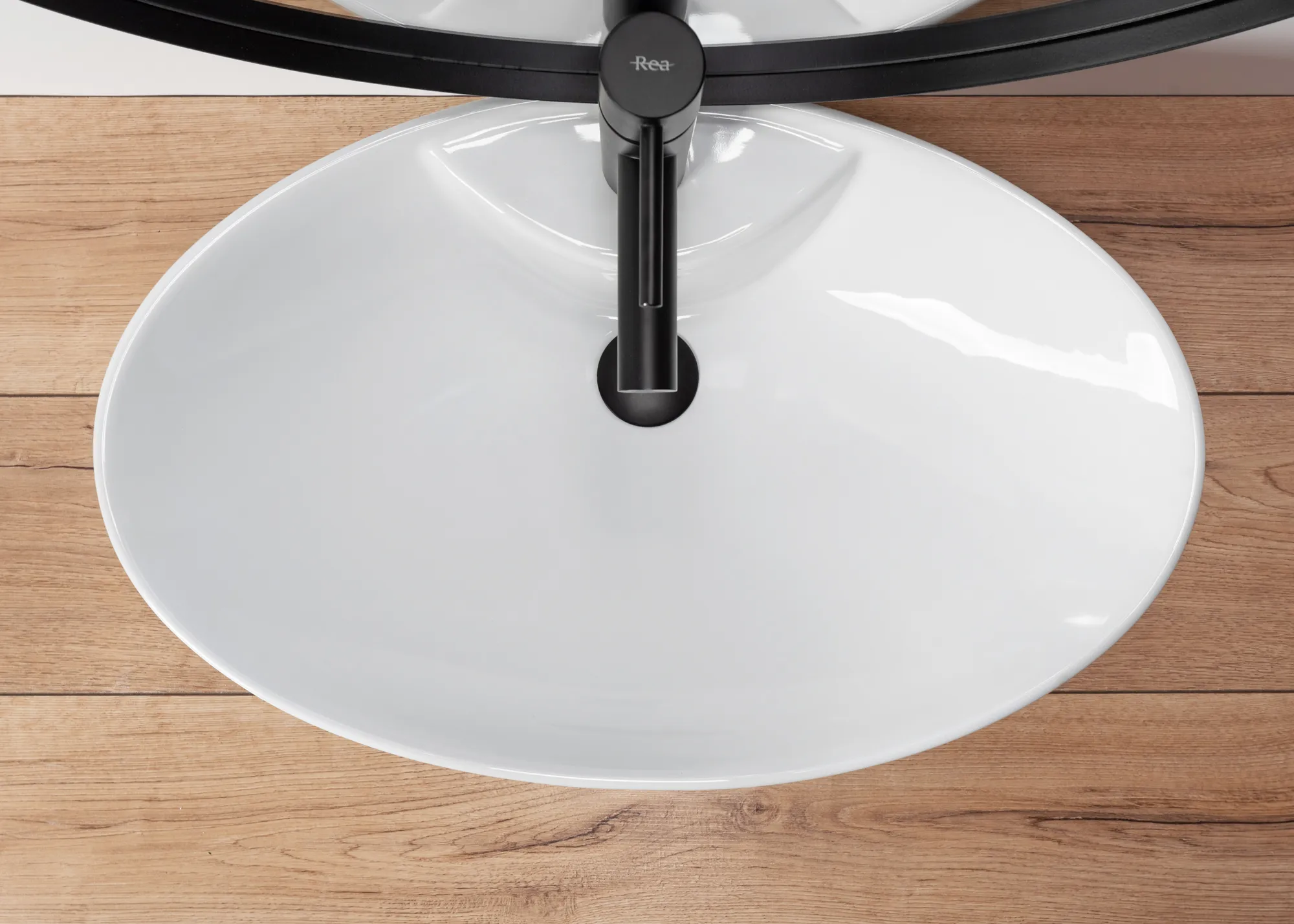 Lavoar baie pe blat formă ovală lungime 58 cm culoare alb model Rosa Mini [4]
