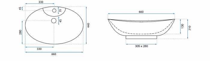 Lavoar baie pe blat formă ovală lungime 66 cm culoare alb model Rosa [5]