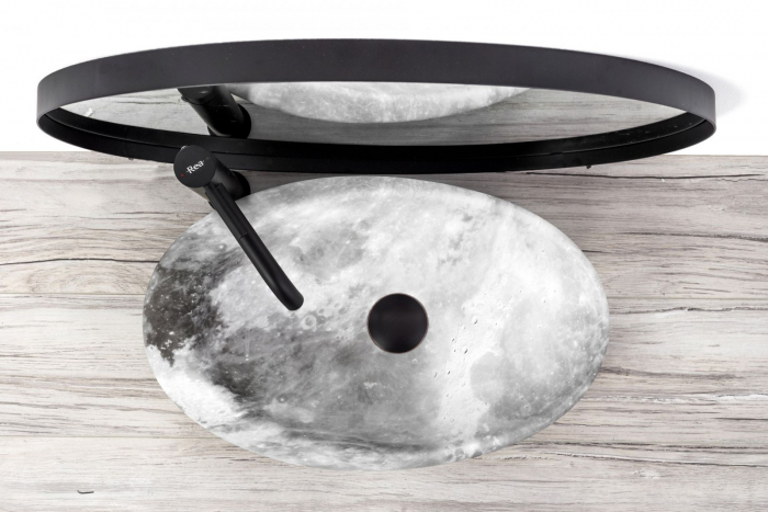 Lavoar pe blat formă ovală lungime 49 cm culoare gri model Roxy Stone Grey [5]