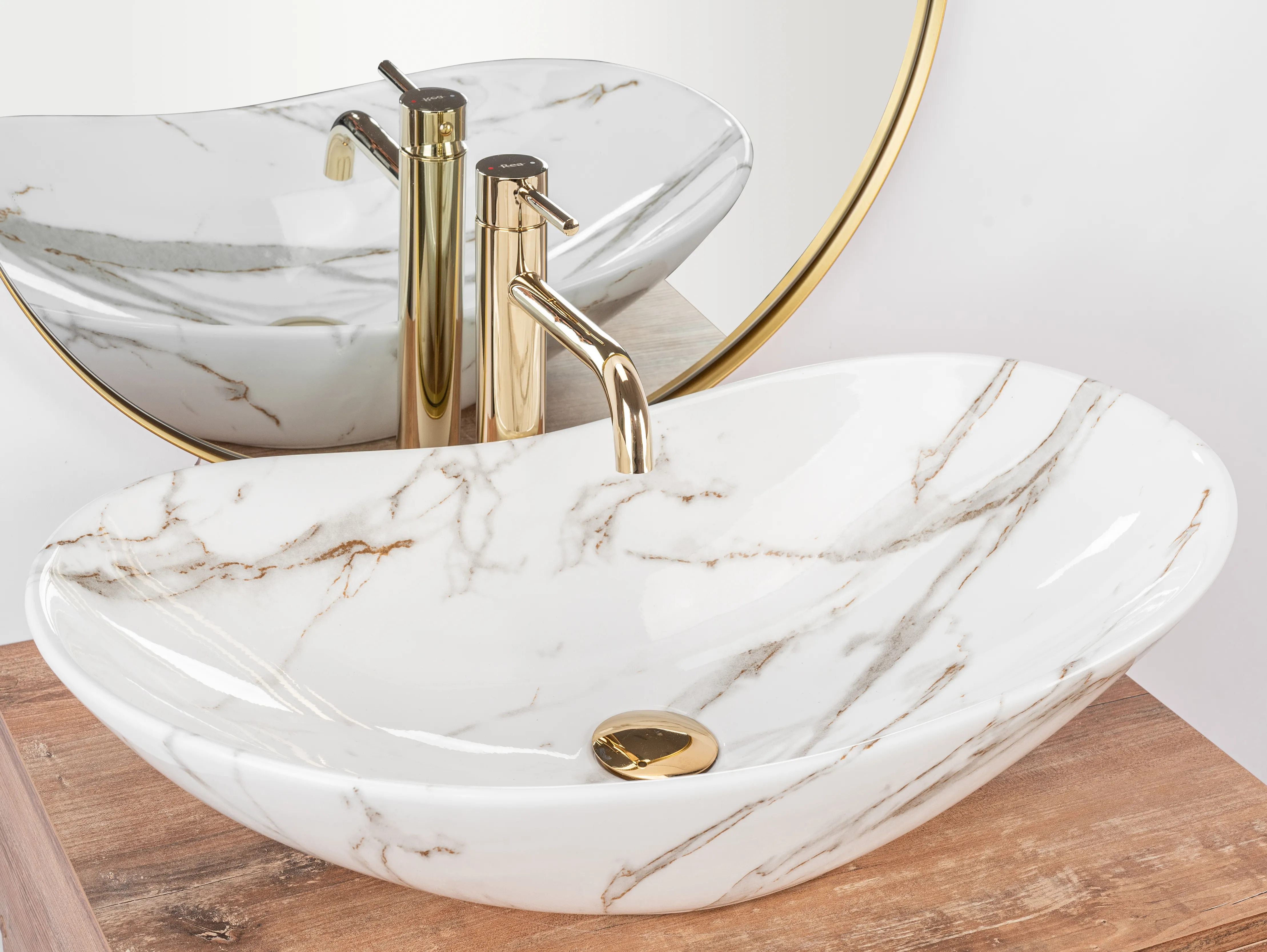 Lavoar pe blat formă semiovală lungime 62 cm culoare alb model Royal Lava [2]