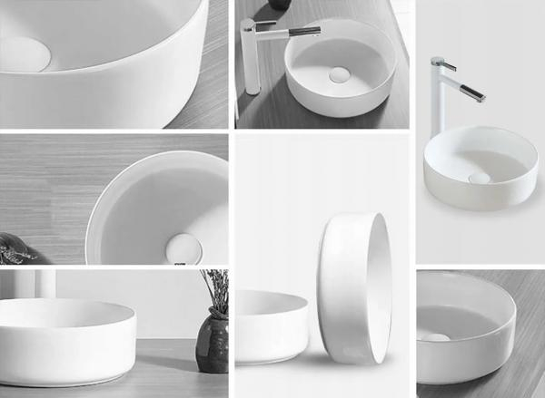 Lavoar baie pe blat formă rotundă lungime 36 cm culoare alb model Sami White [5]