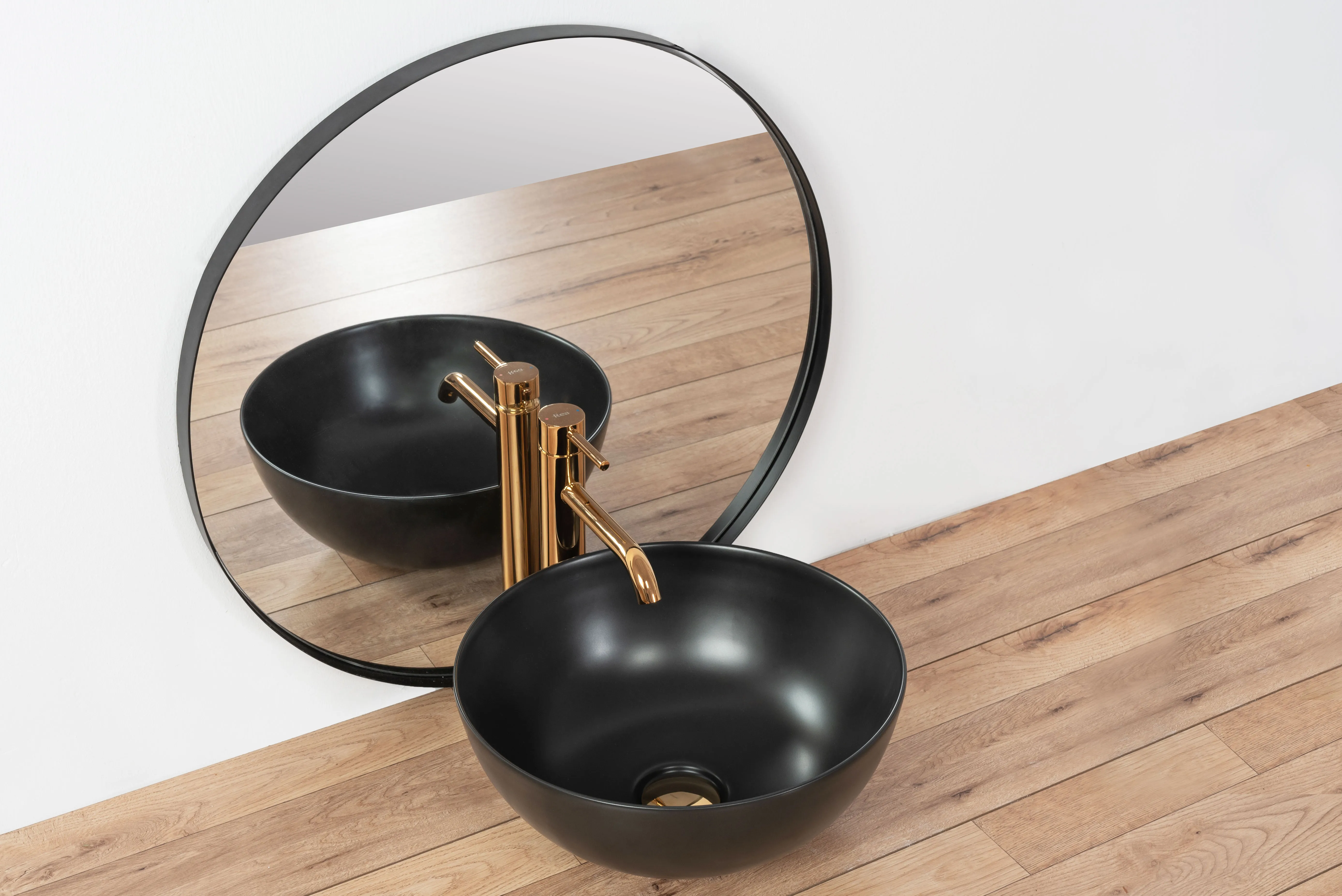 Lavoar pe blat formă rotundă lungime 36 cm culoare negru mat model Stella Black Mat [2]