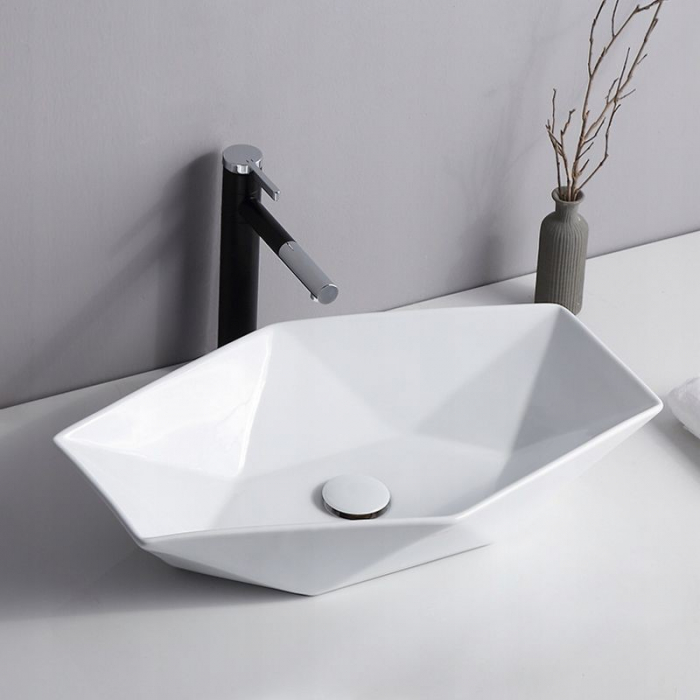 Lavoar pe blat formă hexagonală lungime  57 cm culoare alb model Vegas White [5]