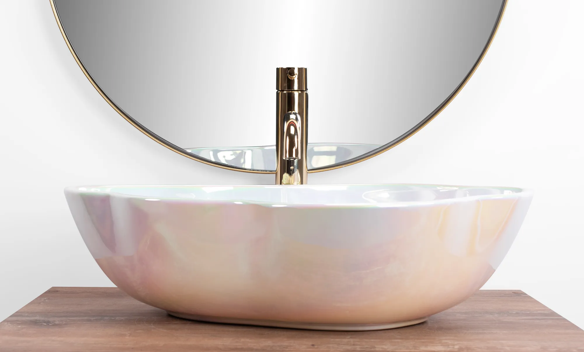Lavoar baie pe blat formă neregulată lungime 50 cm culoare multicolor model Akoya Pearl [6]