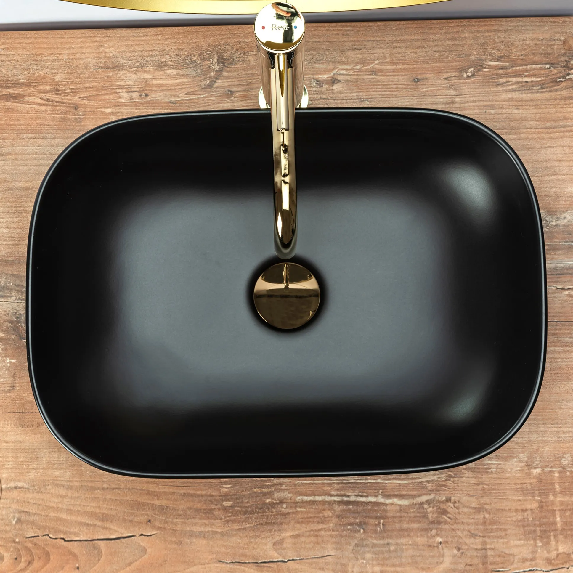 Lavoar pe blat formă dreptunghiulară lungime 46 cm culoare negru mat model Belinda Black Mat [4]