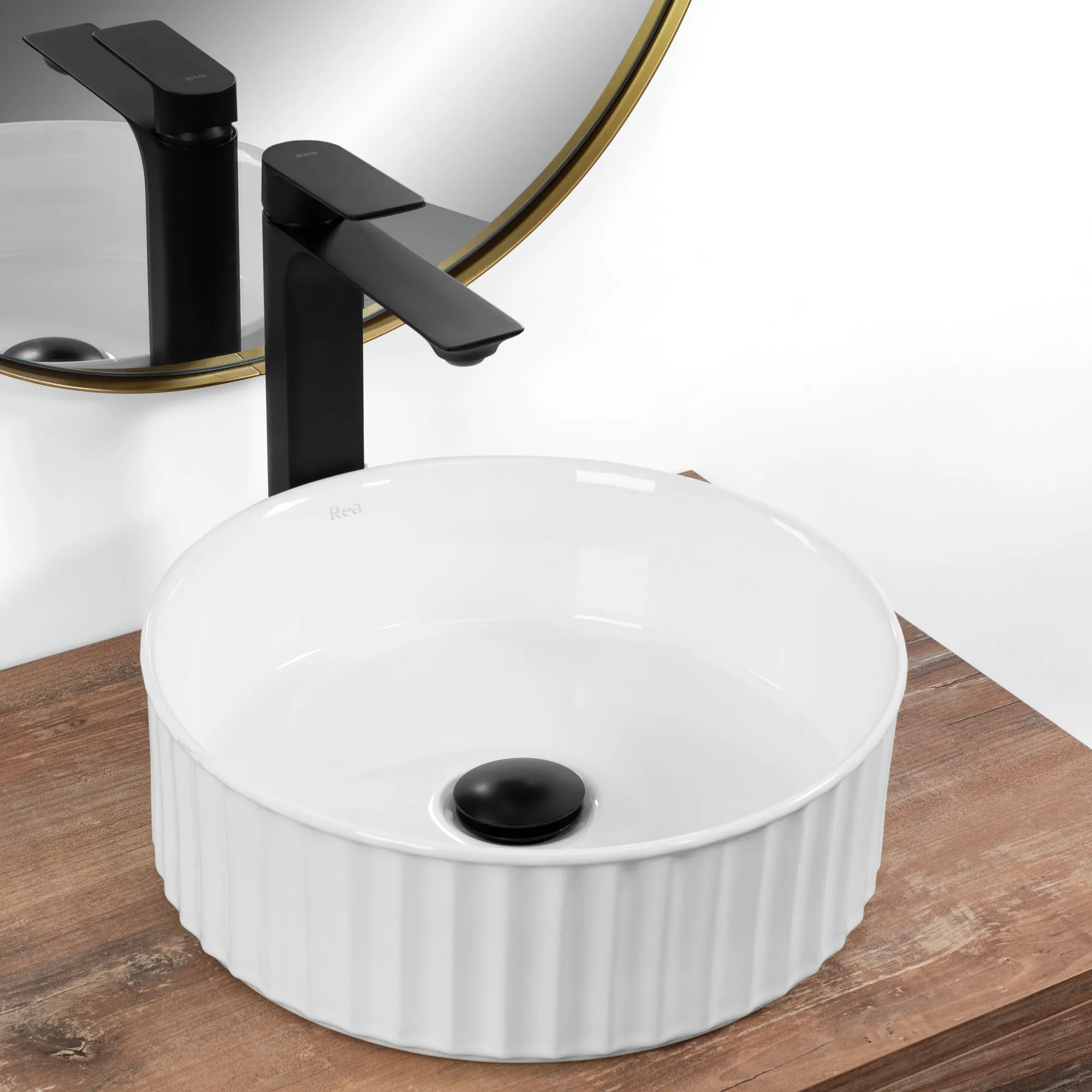 Lavoar pe blat formă rotundă lungime 36 cm culoare alb model Charlotte [5]