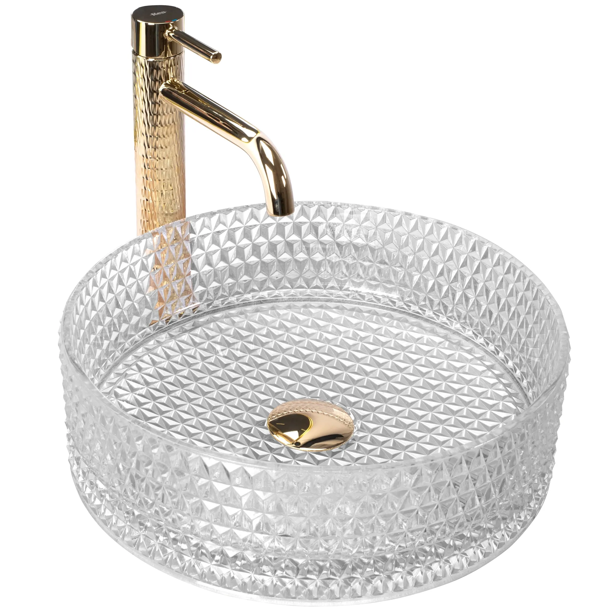 Lavoar baie pe blat formă rotundă lungime 35.5 cm finisaj transparent model Cristal Transparent [1]