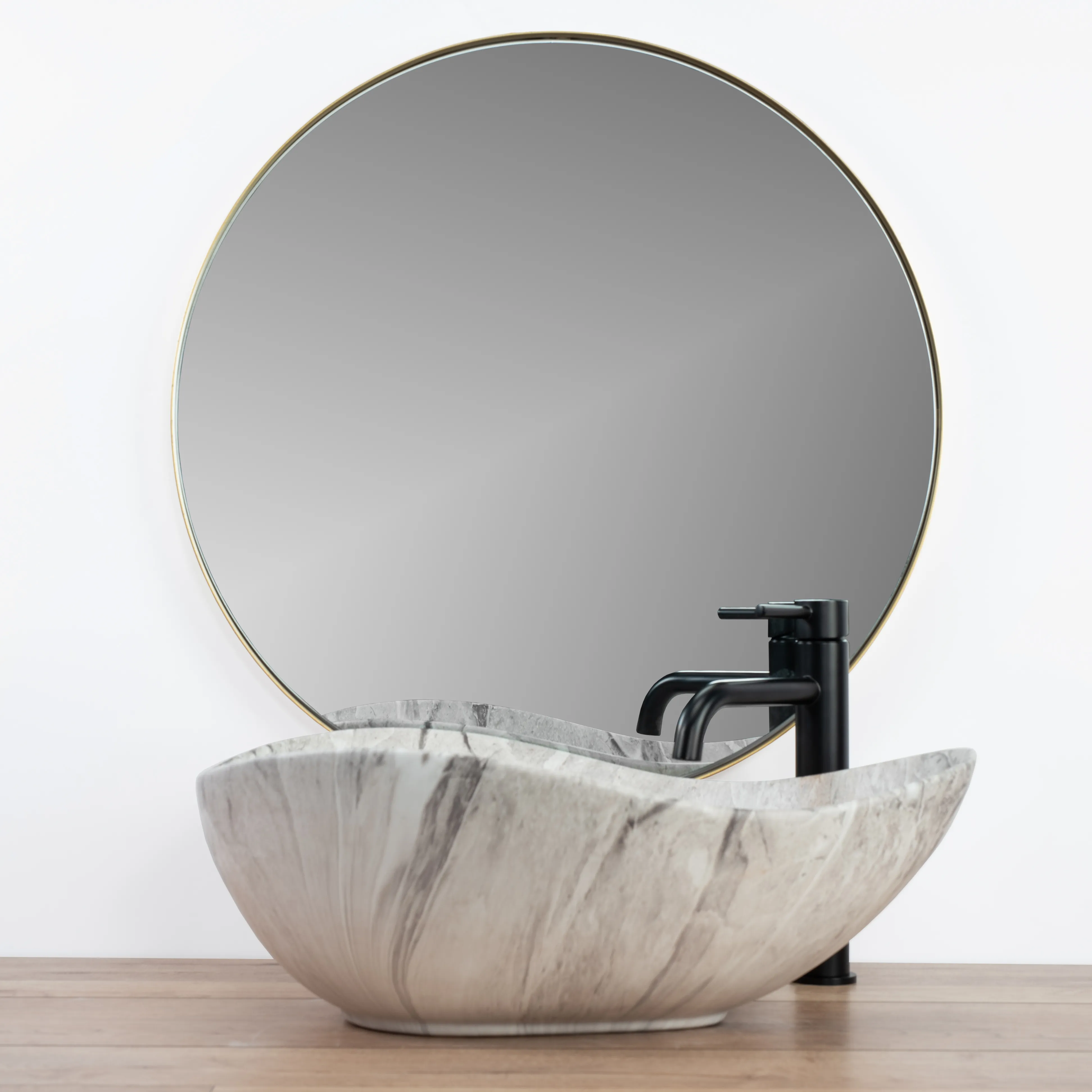 Lavoar baie pe blat formă neregulată lungime 51 cm culoare gri model Dora Stone [6]