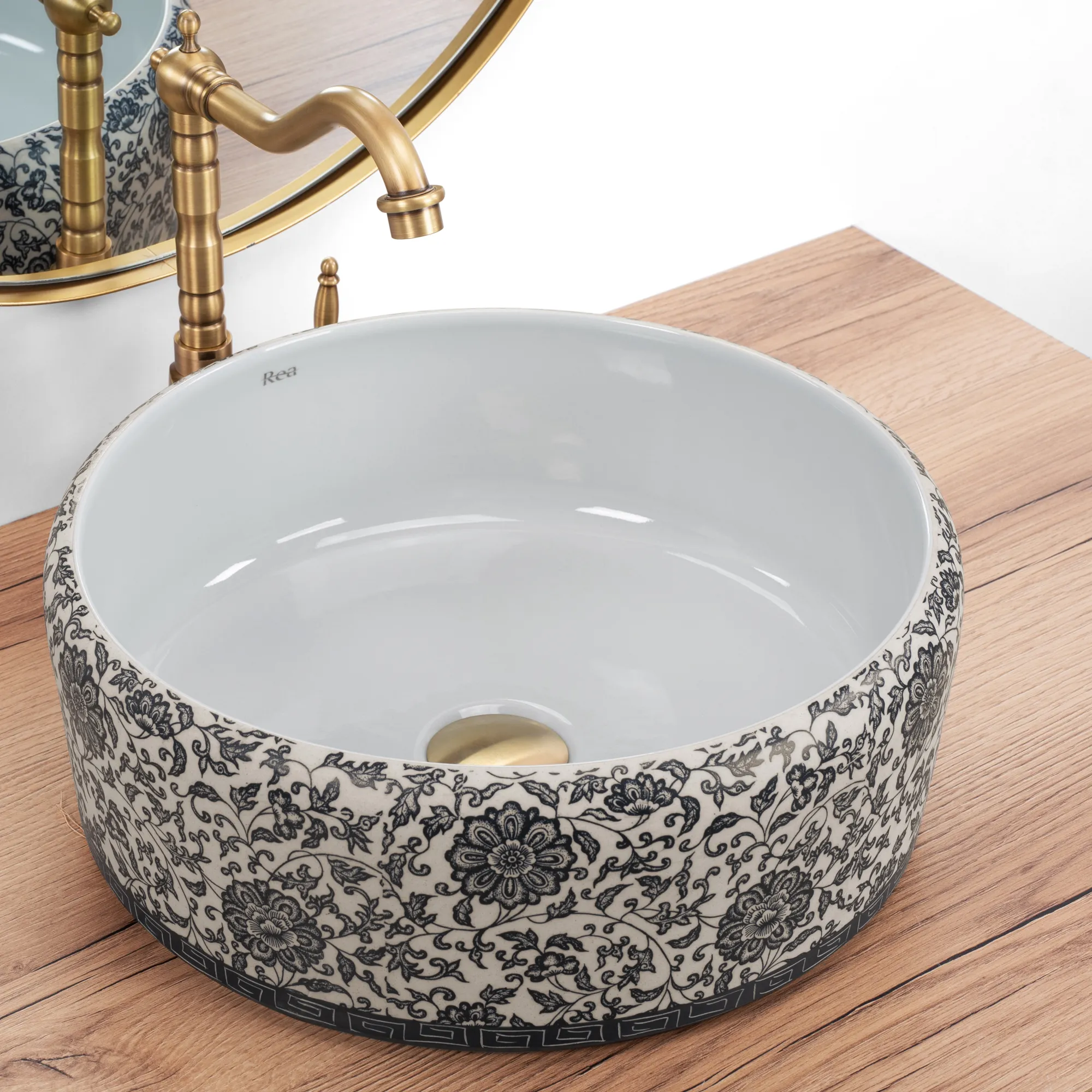 Lavoar pe blat formă rotundă lungime 40 cm culoare alb model Florisa [3]