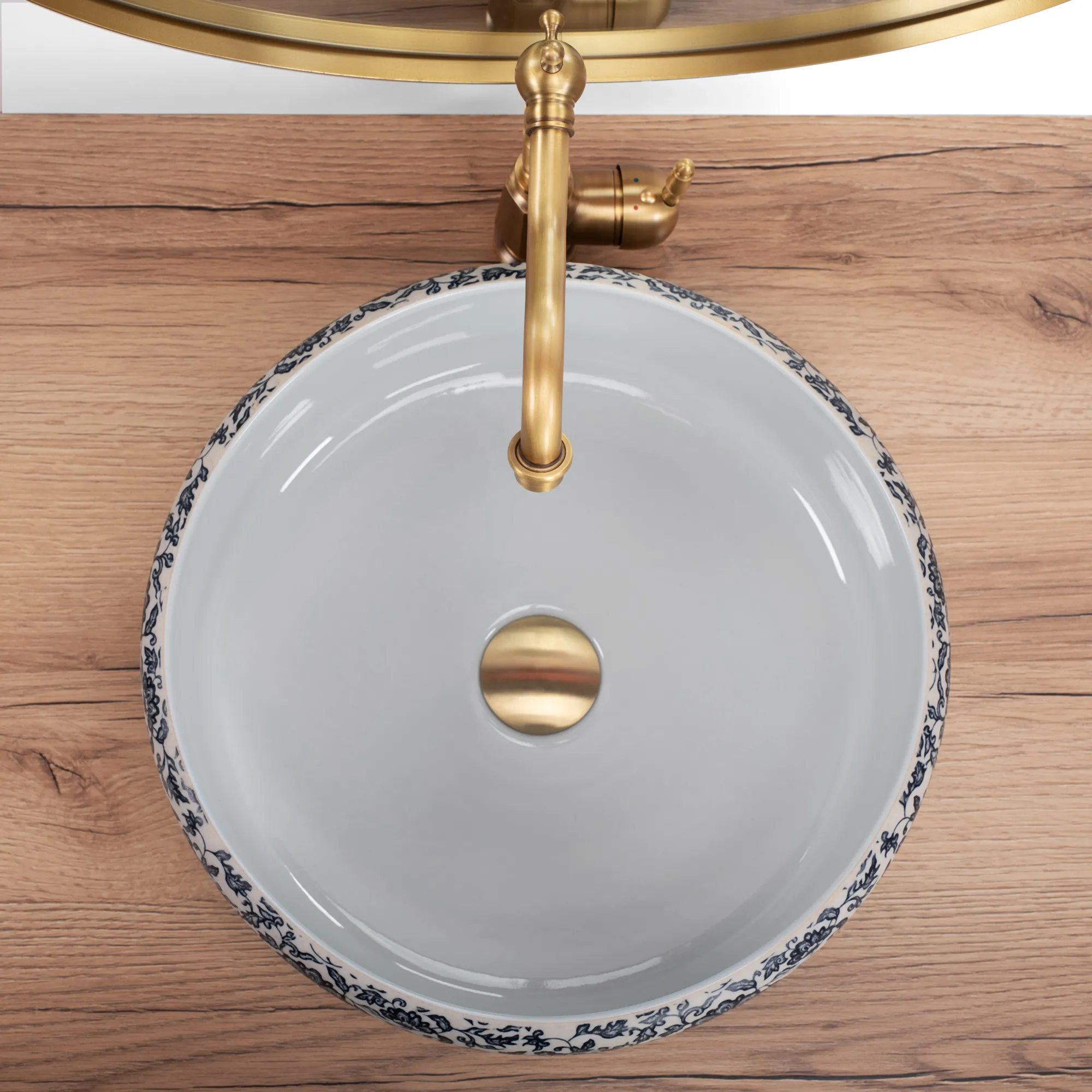 Lavoar pe blat formă rotundă lungime 40 cm culoare alb model Florisa [4]