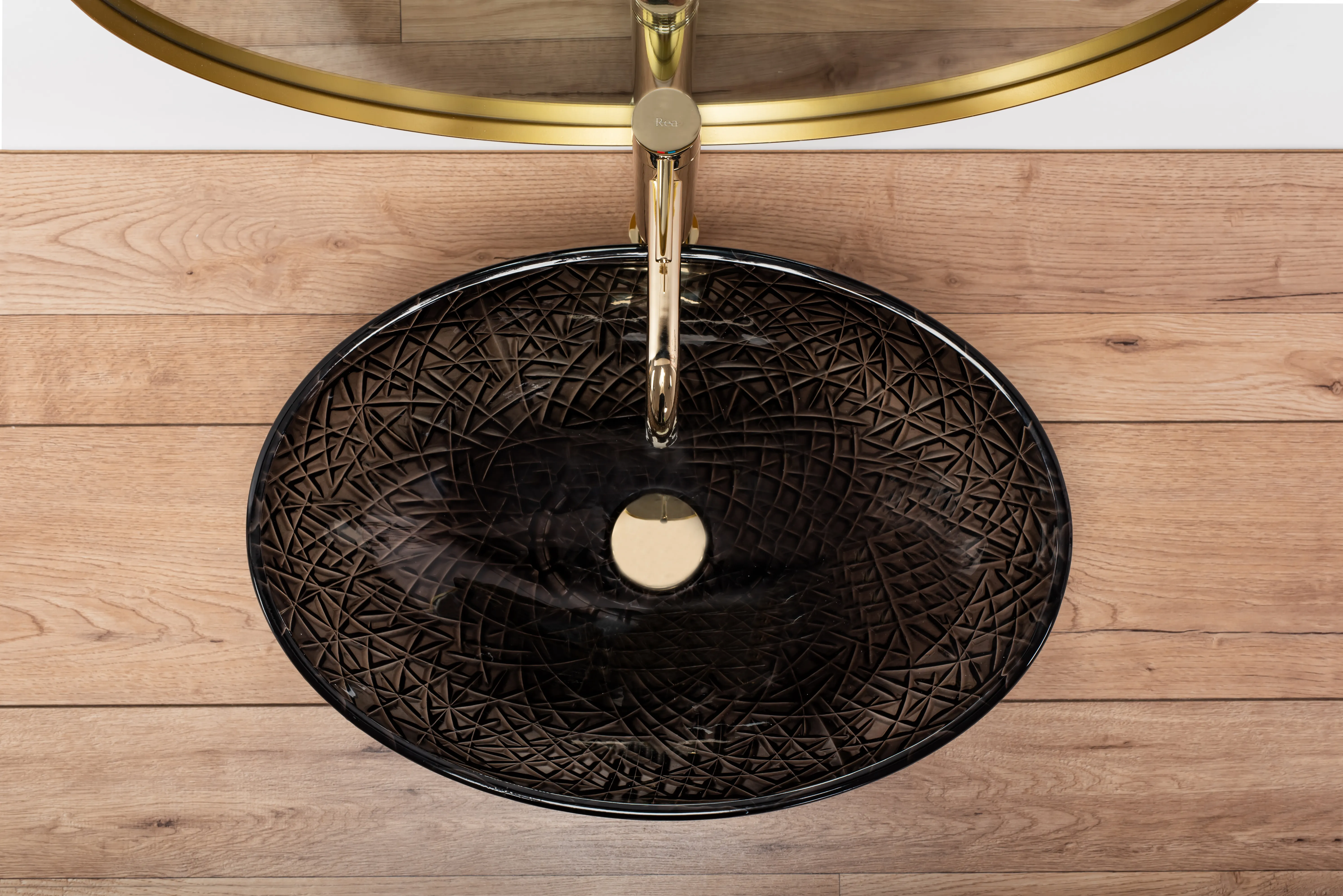 Lavoar pe blat formă ovală lungime 51 cm culoare neagra model Frost Black [5]