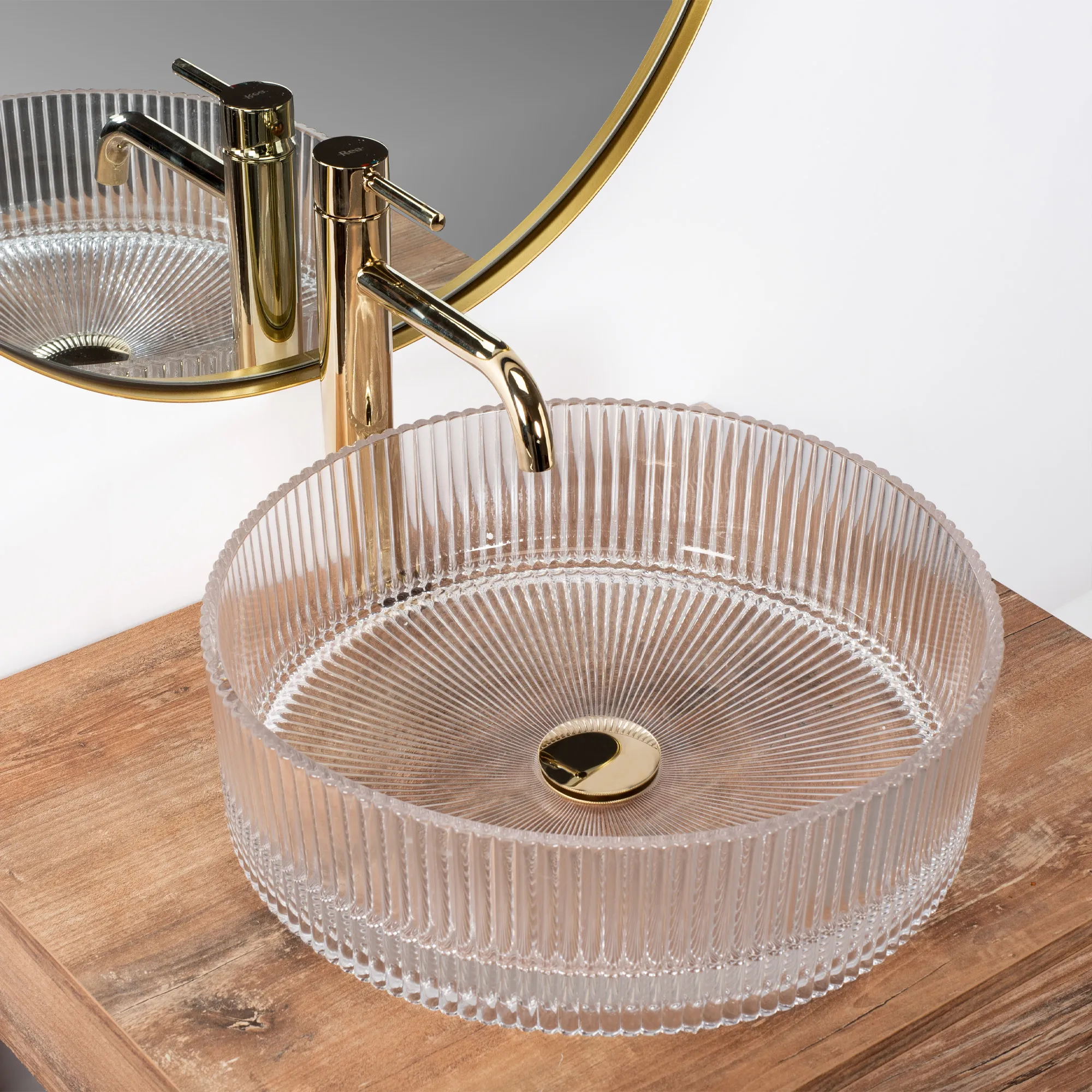 Lavoar pe blat formă rotundă lungime 40 cm culoare transparentă model Ingrid Transparent [2]