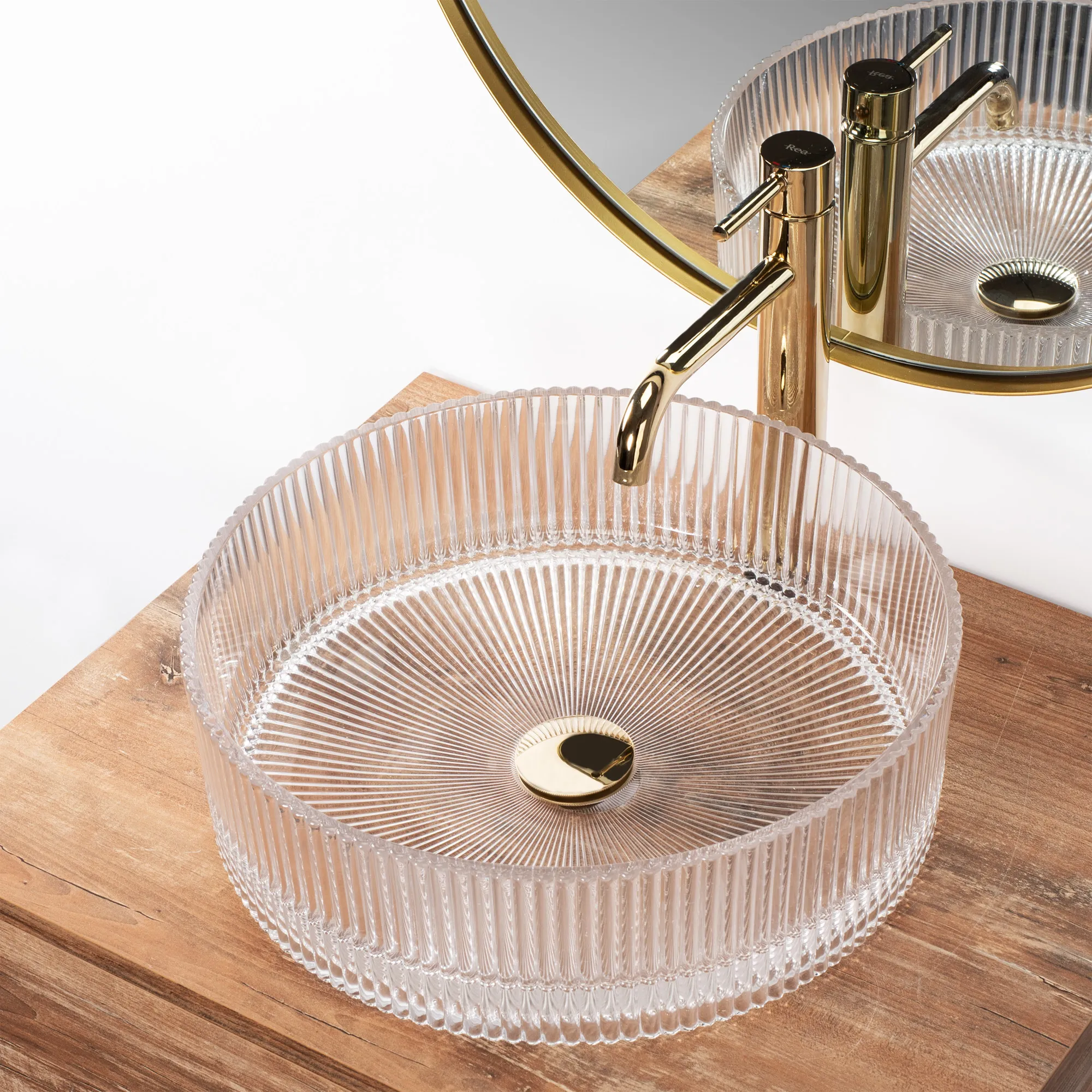 Lavoar pe blat formă rotundă lungime 40 cm culoare transparentă model Ingrid Transparent [4]
