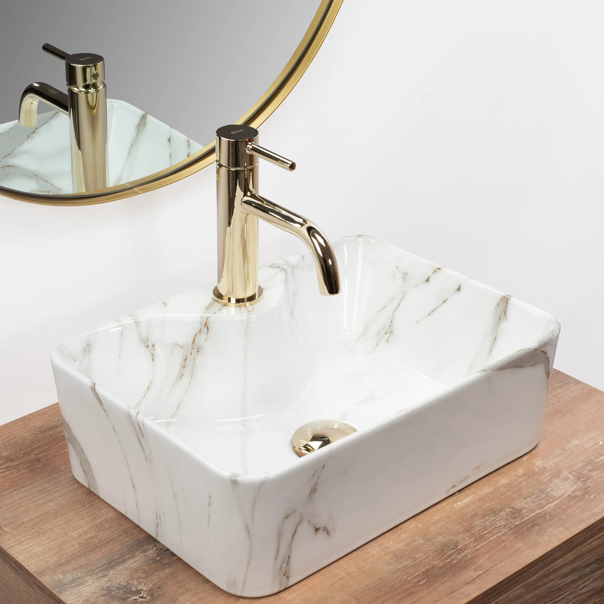 Lavoar baie pe blat formă dreptunghiulară lungime 40 cm culoare alb model Kelly Mini Aiax Shiny [3]